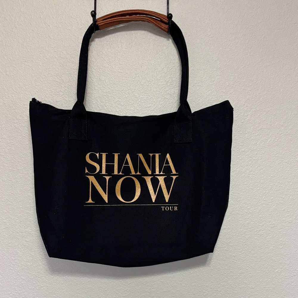 Rare Shania Twain SHANIA NOW TOUR Black/Gold Tote Bag Faux Leather Handles VIP